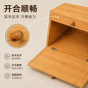 <b>Bamboo</b> <b>Bread</b> Storage Box With Lid Multi Functional Kitchen Baking Organizer Desktop <b>Bread</b> <b>Bin</b> Large Capacity - Product Image 2