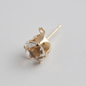Loose Diamond Earring <b>Posts</b> <b>Round</b> Cubic Zirconia Gold Silver Plated Jewelry Findings For DIY Handmade Accessories - Product Image 2