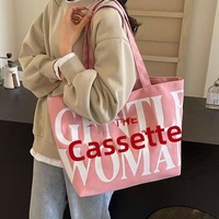 Sac fourre-tout pliable à fermeture éclair, grande capacité, écologique, recyclable, imprimé lettres, pour femme, usage quotidien, en toile de niche