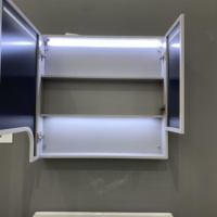 Set Perabot Kamar Mandi Mewah Terlaris, Kabinet Vanity Kamar Mandi Satu Wastafel dengan Cermin Lampu dan Bak Keramik