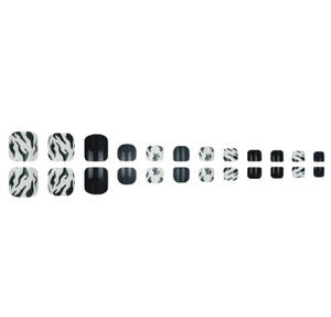 Faux ongles de pieds à presser motif zèbre noir et <span class=keywords><strong>blanc</strong></span>, courts et carrés, réutilisables, pour <span class=keywords><strong>nail</strong></span> <span class=keywords><strong>art</strong></span> des pieds - Product Image 3
