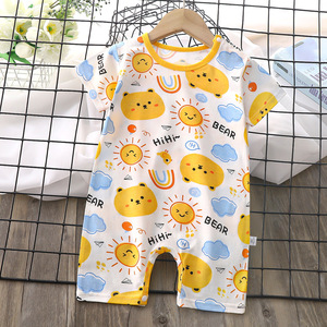 2025 lindo estilo coreano 100% algodón tejido todo en uno traje de verano para bebés niños niñas patrón de dibujos animados Cierre de botón ODM - Product Image 4