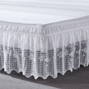 High Quality Around Elastic Pleats Lace <b>Bed</b> Skirt Set - Product Image 3