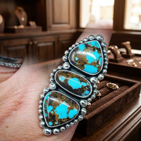 Bague en argent sterling 925 massif avec turquoise Mohave naturelle, bijou artisanal élégant et tendance pour un anniversaire