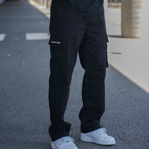 <span class=keywords><strong>Pantaloni</strong></span> Cargo <span class=keywords><strong>Neri</strong></span> Unisex <span class=keywords><strong>con</strong></span> Coulisse, Stile Streetwear, Vestibilità Ampia, Bottoni <span class=keywords><strong>Laterali</strong></span>, 6 <span class=keywords><strong>Tasche</strong></span>, Modello Baggy - Product Image 2