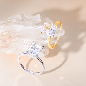 Collection de haute couture exquise SPJ, anneaux en argent sterling 925 avec zircone 5A de 4 carats 8*10 mm pour femmes, fiançailles - Product Image 6