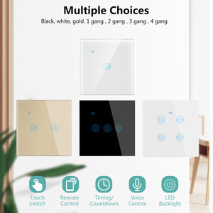 Para Tuya 2 Gang Smart WiFi BLE, interruptor de Panel táctil de cristal, interruptor de luz de Control remoto de red, compatibilidad con Homekit y <span class=keywords><strong>Alexa</strong></span> - Product Image 5