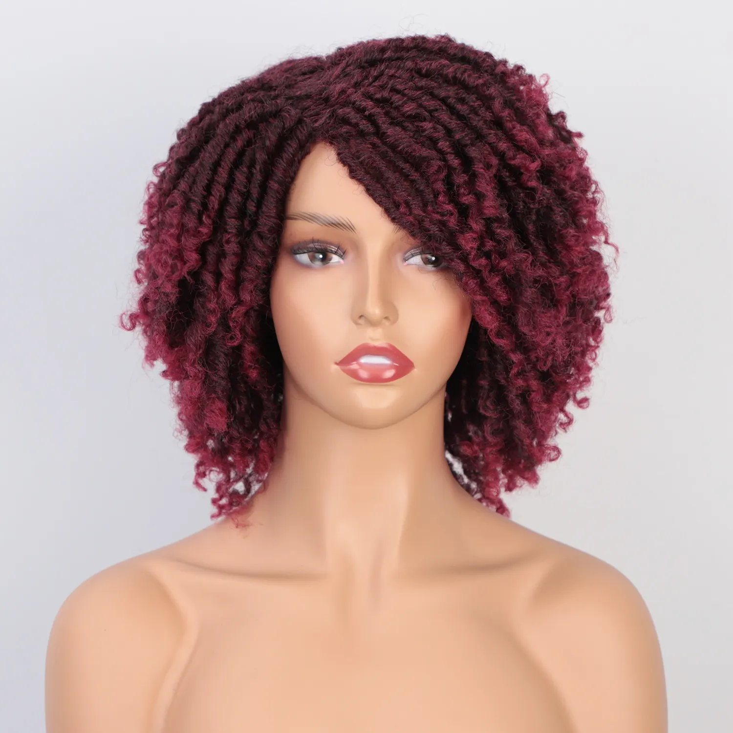 Short Dreadlock Wig Black/brown/red Synthetic soft faux locs Wigs Braiding Crochet Twist Hair Wigs For Black Women/Men