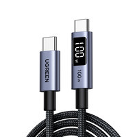 Cable USB C a USB C UGREEN L529 de 100W con Pantalla Digital, Carga Rápida de 5A, Cable Trenzado Tipo C para MacBook Pro, Tablet, Smartphone