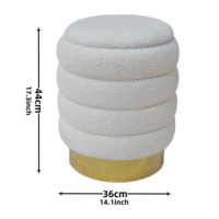 Tabourets modernes Bailey petit pouf de rangement rond avec tabouret de rangement Pouf chaise blanc Teddy Boucle pouf de rangement rond pouf