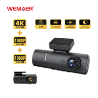 Dash Cam 4K dengan Wifi GPS, DVR Mobil 3 Kamera 4K+1080P+1080P, 3 Saluran, 64GB Black Box F1.8 dengan LCD 3 Inci untuk Agen