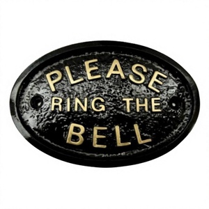 Please Ring The Bell Door Plaque Cast Iron Oval Shape Customized <b>Plate</b> Metal General Wall Sign DI Model - Product Image 1