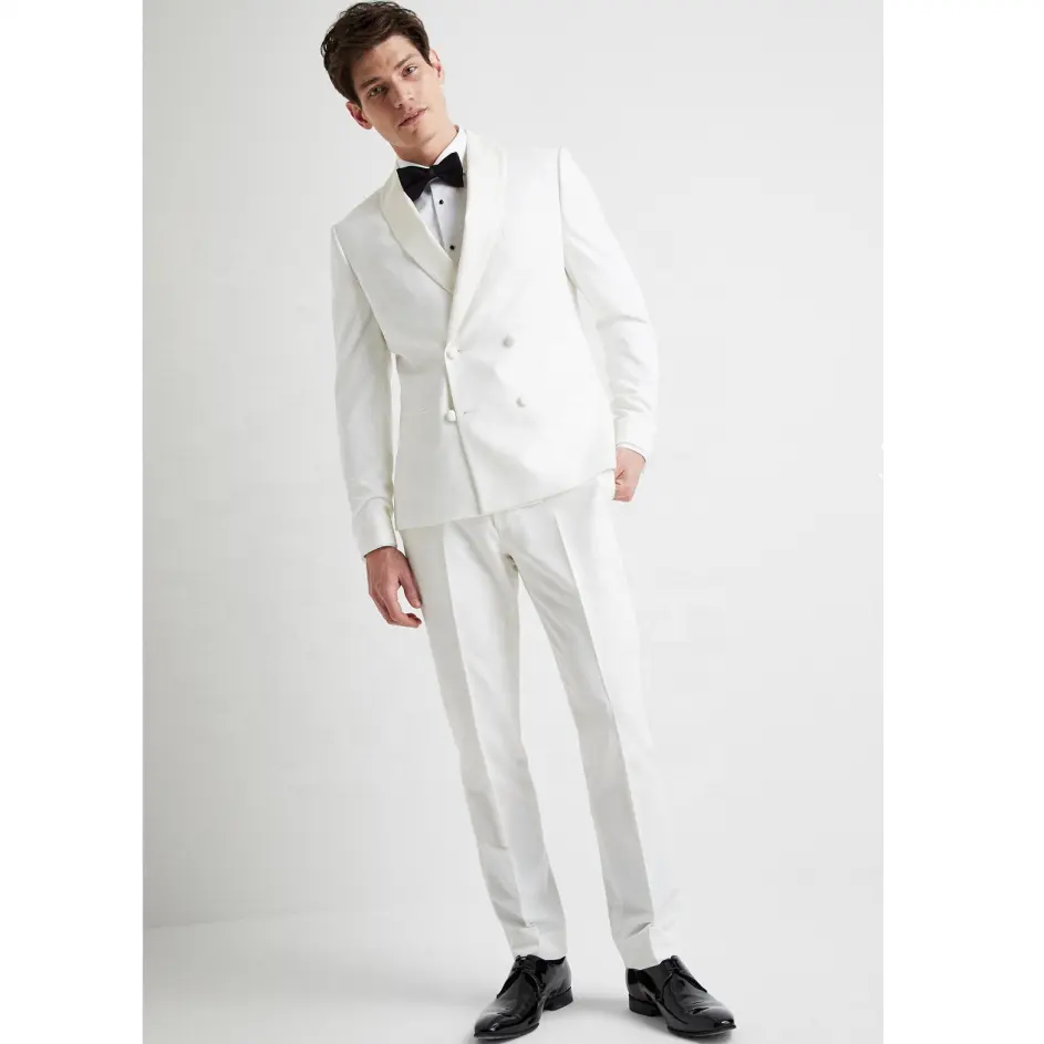 Wedding party white jacket pant vest shirt 4 piece set custom men classical tuxedo slim fit suit