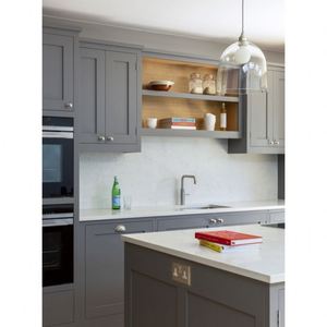 Meubles modulaires modernes fabriqués directement en usine, armoire en bois, design shaker blanc, armoires de cuisine grises pour appartement - Product Image 2