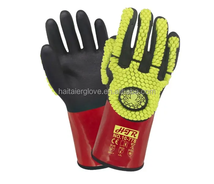 HTR High Quality PVC& NBR Coating Anti-Cut Anti-Impact Oil-Proof Chemical Resistant Safety Work Gloves