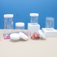 Pot en plastique biodégradable 100ml 120ml 200ml 250ml 500ml, pot en PET transparent à large ouverture, pot en plastique pour bonbons avec couvercles en plastique