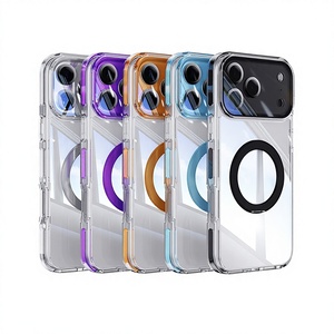 <span class=keywords><strong>Coque</strong></span> de protection magnétique transparente bicolore à pression à chaud pour <span class=keywords><strong>iPhone</strong></span> 17 Pro Max avec support intégré - Product Image 1
