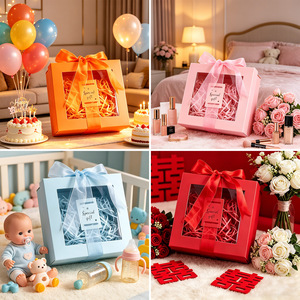 Boîte cadeau transparente Jiaye avec couvercle, vide, portable, emballage d'anniversaire, options de couleurs rose, rouge, bleu, orange - Product Image 3