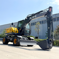 Excavatrice sur roues hydraulique en Chine avec godet standard et différents accessoires, pelle sur roues pour travaux de construction à vendre