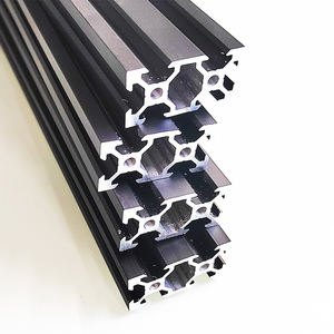 2020 profili in alluminio anodizzato nero 20X20mm estrusione di alluminio lisce scanalate a V - Product Image 1