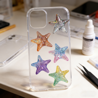 Perles acryliques transparentes dégradées brillantes UV en forme d'étoile de mer 35x39mm avec trou - Série Océan Breloques DIY pour chaînes de téléphone (vente en gros)