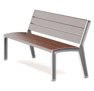 लोकप्रिय डिजाइन आउटडोर स्ट्रीट सार्वजनिक पार्क लकड़ी के बेंच कुर्सी 3 सीटों वाले लंबी कास्ट एल्यूमीनियम पैर के साथ अवकाश लकड़ी उद्यान बेंच