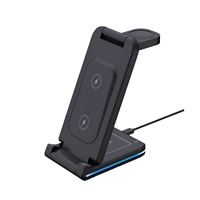 Station de charge sans fil magnétique pliable 5 en 1 15W avec lumière LED et port Type-C pour smartphone, montre, écouteurs, voyage, bureau