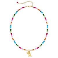 Collar con colgante de letra inicial, colorido, con cuentas, joyería de verano, regalo para mujer, collar gargantilla con corazón y letra inicial en burbuja
