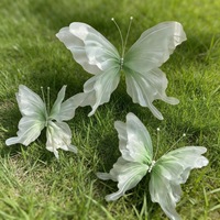 DREA Papillons géants décoratifs en organza de soie, fleurs artificielles sur support, centres de table et décorations de table pour mariages et événements