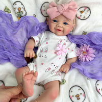 Poupée Reborn en silicone de qualité artistique Vivian de 17 pouces avec des yeux étincelants, certifiée au toucher doux, pour les artistes et les créateurs de Reborn professionnels