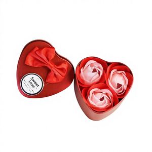 Wholesale Valentine's Day Creative Gifts Mother's Day Teddy <b>Bear</b> Rose Gift Box, Heart-Shaped Tin Box Soap Flowers - Product Image 1