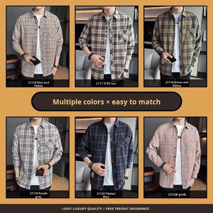 <span class=keywords><strong>Chemise</strong></span> pour homme à manches longues ample vintage en coton à <span class=keywords><strong>carreaux</strong></span> brodée avec des boutons surdimensionnés personnalisés en gros - Product Image 4