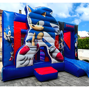 Huatong ngoài trời PVC <span class=keywords><strong>Inflatable</strong></span> phim hoạt hình S onic <span class=keywords><strong>bouncy</strong></span> nhà với trượt Sonic <span class=keywords><strong>Inflatable</strong></span> nhảy lâu đài Combo cho bán - Product Image 1