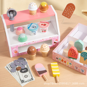Juego de rol de madera <span class=keywords><strong>para</strong></span> bebés, carrito de helados, juegos educativos preescolares, <span class=keywords><strong>caja</strong></span> <span class=keywords><strong>registradora</strong></span>, juego de cocina, juguetes <span class=keywords><strong>para</strong></span> niños y <span class=keywords><strong>niñas</strong></span> - Product Image 3