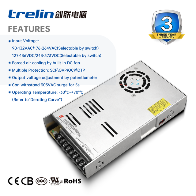 A-600FGM 600W AC DC Industrial Switching Power Supply 12V 24V 48V High Efficiency PSU for Industrial Automation CE RoHS