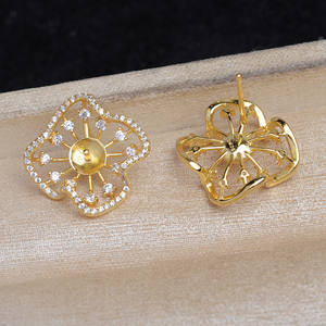 Boucle d'oreille en argent S925, 8-10 mm, accessoire de bijoux en perles DIY, semi-fini, JG6017, support vide, composants de bijoux - Product Image 3