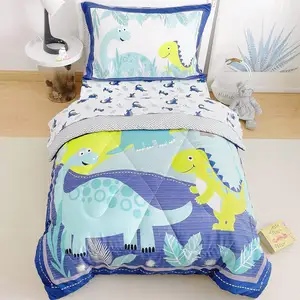 Ensemble de literie pour tout-petits 4 pièces ensemble de draps pour tout-petits doux pour garçons filles comprenant une couette, un drap <span class=keywords><strong>plat</strong></span>, un drap-housse, une taie d'oreiller - Product Image 1