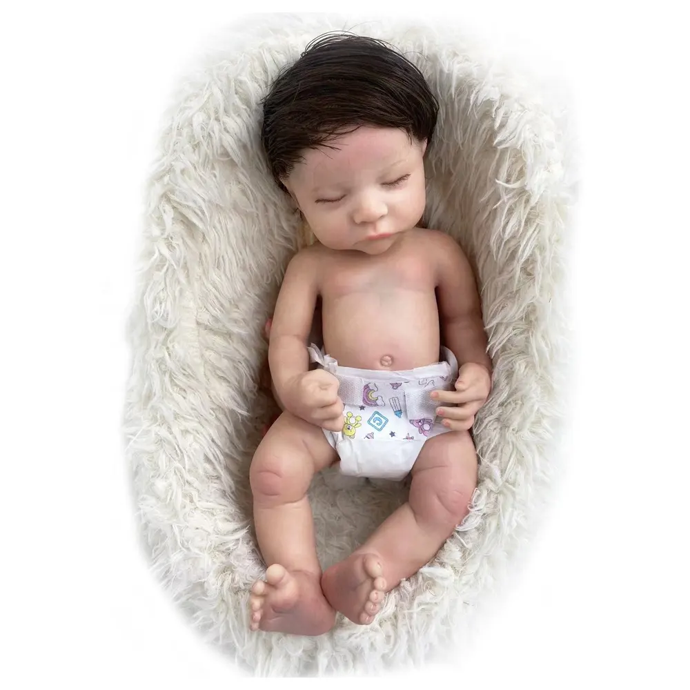 Play House Toy Cheap Lifelike Newborn Sleeping 16Inch Reborn Girl Baby Dolls Full Silicone Toy For Kids