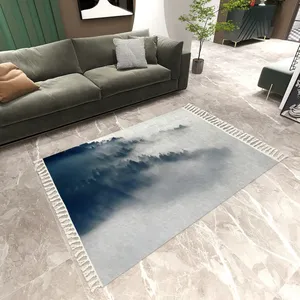 Image personnalisée Tapis à pompons de style nordique moderne 8x5 carré en coton fabriqué à la machine pour chambre à coucher, bureau, cuisine, hôtel, salle à manger - Product Image 6