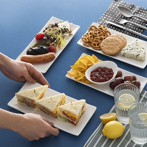 Assiettes rectangulaires jetables pour salades et plats froids, en mélamine A5 biodégradable, compatibles micro-ondes et étanches - Product Image 4