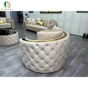 Sofá Individual Moderno de Estilo Nórdico, Tapizado en Terciopelo, con Brazos Curvos y Patas de Metal, para Sala de Estar - Product Image 3