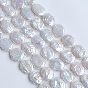 Perles d'eau douce naturelles de forme baroque ovale, blanches, 14-17 mm, perles en vrac pour la fabrication de boucles d'oreilles et de pendentifs - Product Image 3