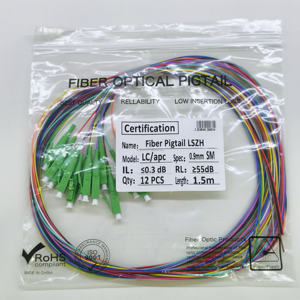 Precio de fabricante: Pigtail de fibra óptica monomodo LC APC de 12 hilos y 12 colores, 1.5m, con certificación RoHS CE para panel de conexiones ODF - Product Image 6