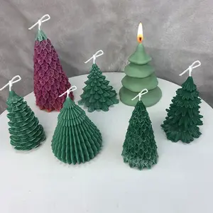 早起器各种形状3d圣诞树蜡烛模具单叶雪松水果香气蜡烛硅胶模具Diy