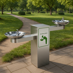 <span class=keywords><strong>Fontaine</strong></span> à eau froide publique extérieure à 2 becs, station d'eau potable directe, boîtier en acier inoxydable, alimentation électrique, <span class=keywords><strong>5L</strong></span>, eau froide - Product Image 5