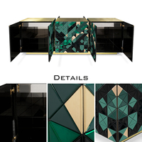 Credenza Moderna in Metallo per Sala da Pranzo e Soggiorno, Design Contemporaneo Bifacciale con Base in Ottone Spazzolato