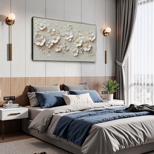 Peinture à l'huile abstraite de fleurs de luxe, peinte à la main, encadrée, art mural pour hôtel haut de gamme, villa, salon - Product Image 4