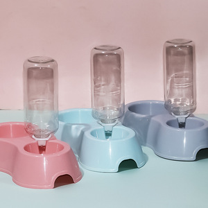 Distributeur automatique d'eau à double bol pour animaux de compagnie, forme arrondie avec compartiment pour nourriture et eau, pour chats et chiens - Product Image 4