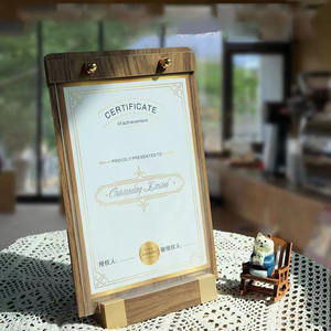 Legno di noce verticale tavolo carta Menu espositore in legno massiccio segno di prezzo titolare su misura in legno tavolo tenda per Desktop - Product Image 2