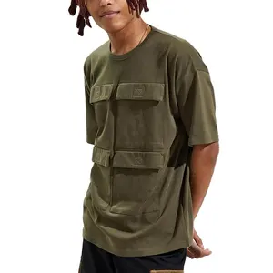 Camisetas masculinas com bolso, camisetas para adolescentes